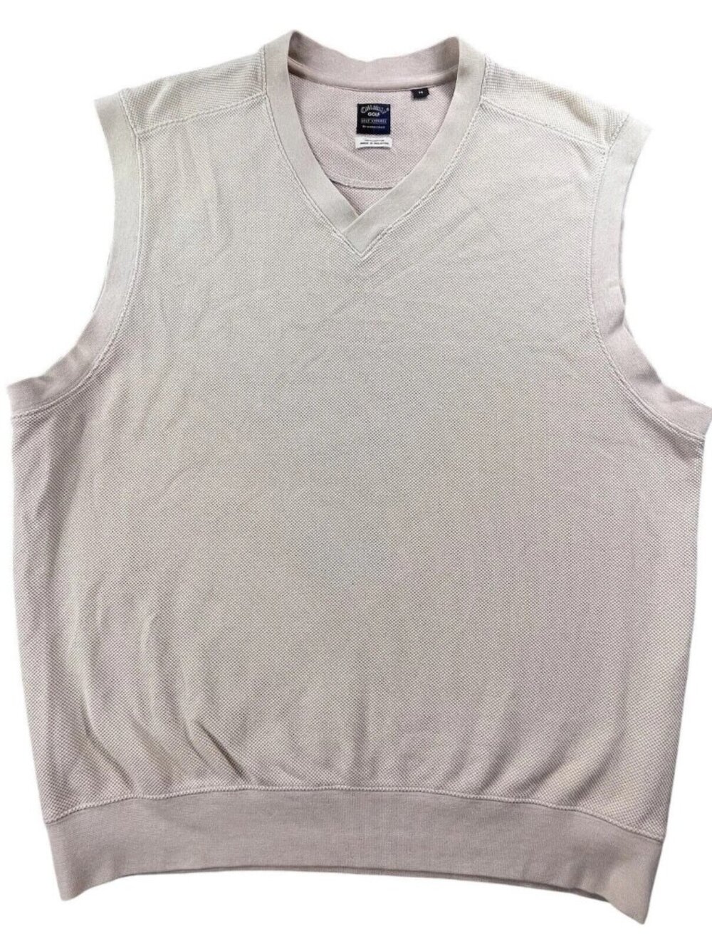 Vintage Callaway Golf Sweater Vest Men Medium Beige V-Neck Cotton Nordstrom Golf